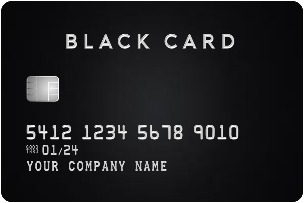 Custom Black Card photo booth prop printed on 3mm PVC board, 10.5" × 7" with rounded corners, personalized on both sides.