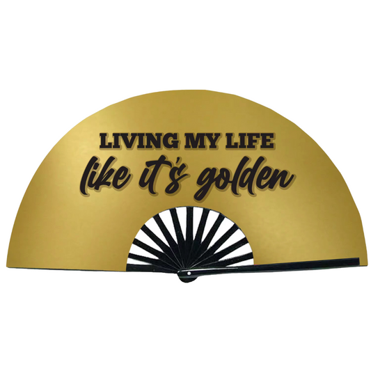 Living My Life Like It's Golden Statement Fan {Backordered - Est to ship wk of 01.27}