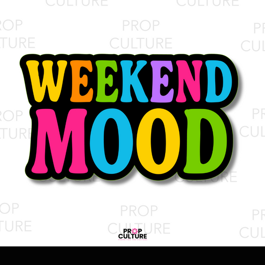 Weekend Mood photo booth word prop 13x7 5 rainbow neon PVC prop