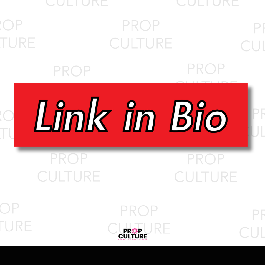 Link in Bio photo booth word prop 13x3.5 red and white PVC prop