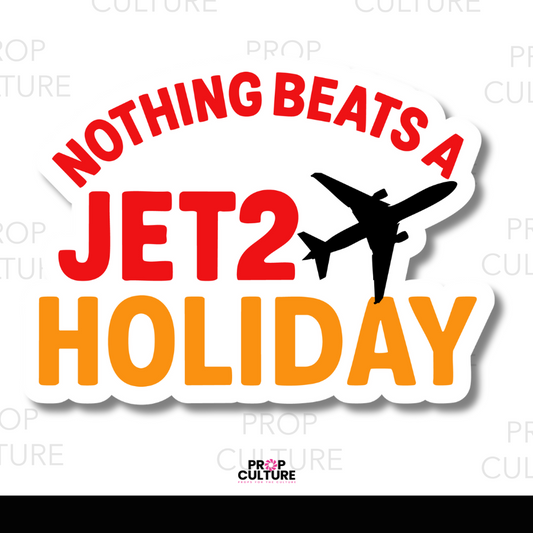 Nothing Beats a Jet2Holiday photo booth word prop 13x9.5 red orange and black PVC prop