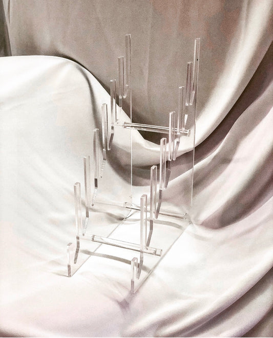 Clear acrylic photo booth prop holder stand holding 7 props with 5mm thick durable design